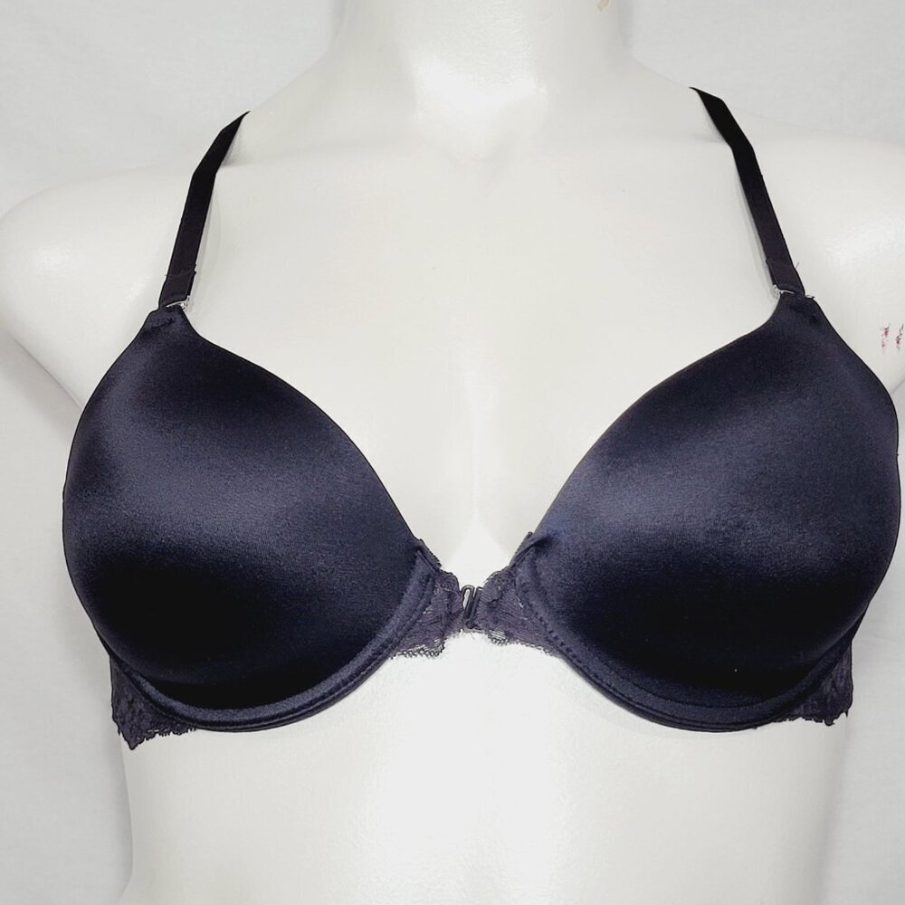 36DD Maidenform 7112 Front Close Lace‎ Trim Underwire Bra Black